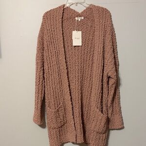 Miracle Textured Cardigan in Dusty Rose/tan. Soft! M/L NWT